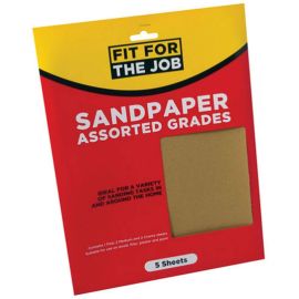 Fit For The Job 5pc Assorted Grades Sand Paper