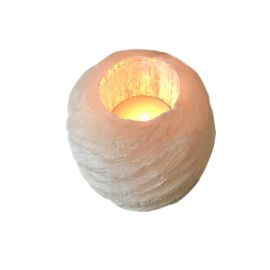 Selenite Crystal Rock Snowball Tealight Holder - 10cm