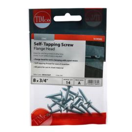Timco Zinc PZ Flange Head Self-Tapping Screws - 8 x 3/4 - Pack Of 14