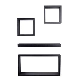 Core Hudson Black  4 Piece Shelf & Cube Kit