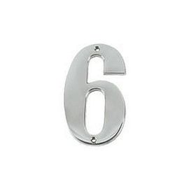 Polished Chrome Face Fixing Numeral - 6