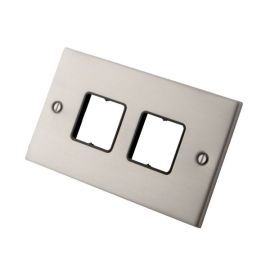 Chrome 2 Gang 4 Module Empty Switch Plate