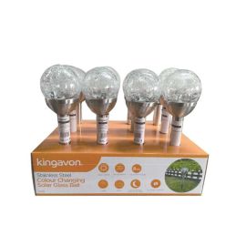 Kingavon Stainless Steel Colour Changing Solar Glass Ball - 8cm