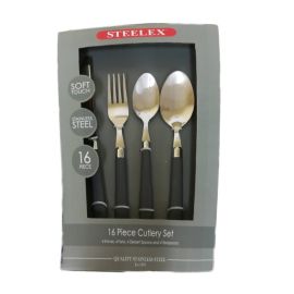 Steelex 16pc Soft Touch Stainless Steel Cutlery Set