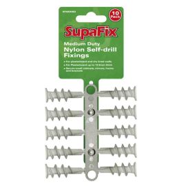 SupaFix Medium Duty Nylon Self-drill Fixings - Pack of 10