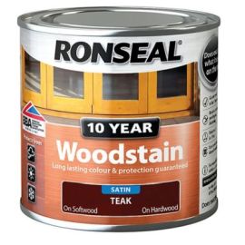 Ronseal Satin 10 Year Woodstain - Teak 250ml
