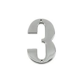 Polished Chrome Face Fixing Numeral - 3
