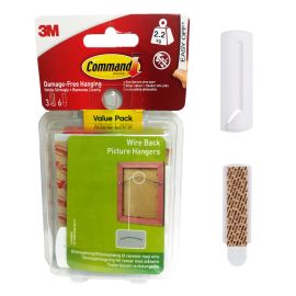 Command™ Wire Back Picture Hangers - 3 Hanger 6 Strip Value Pack - 2.2kg