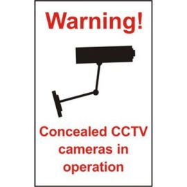 PVC Warning! Concealed CCTV Cameras In Operation Sign - 90mm x 150mm - Pack of 2