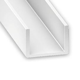 White PVC U-Shaped Squared Profile - 18mm x 10mm x 1m