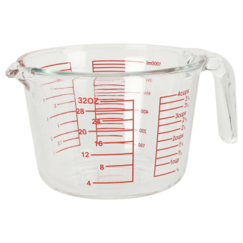 Glass Measuring Jug with Clear Markings 1000ml