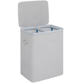 Grey Dual Section Laundry Hamper 100L – Large Capacity Fabric Laundry Sorter with Lid