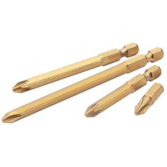 Draper Expert No.1 1/4" Hex. Cross Slot Titanium Nitride Coated Insert Bit 100mm Long X 1