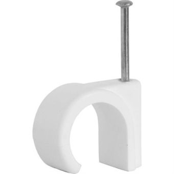 10mm Round White Cable Clips - Box of 100