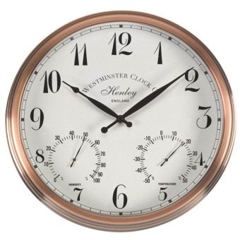 12in Henley Wall Clock & Thermometer | Indoor & Outdoor Weather Station Clock