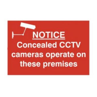 Notice Concealed CCTV cameras operate on these premises - PVC Sign (300 x 200mm)