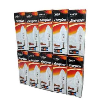 Energizer 33W Eco Halogen Clear Candle SBC / B15 Lightbulb - Pack Of 10