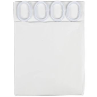 Benson White Shower Curtain 180 x 200cm – Water-Repellent Polyester with 12 Hooks