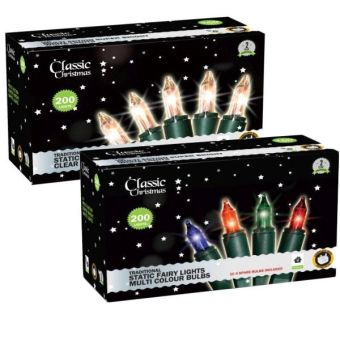 Classic Christmas 200 Traditional Shadeless Static Fairy Lights