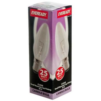 Eveready 25W Clear Candle B15 / SBC Lightbulb