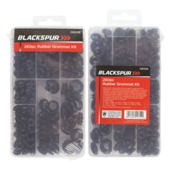 Blackspur 260pc Rubber Grommet Kit with Storage Case