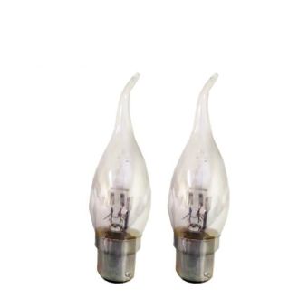 Landlite 42w Halosaver Flame Tipped Clear Candle BC/ B22 Lightbulb - Pack of 2