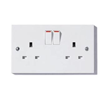 2 Gang Switched Socket with Neon Light