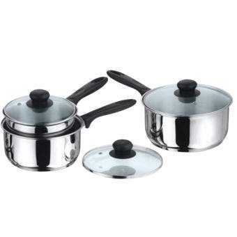 Steelex 3-Piece Stainless Steel Saucepan Set with Glass Lids – Essential Cookware for Every Irish Kitchen