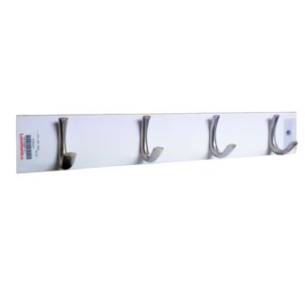 Coat Rack 4 Hook Rail - White