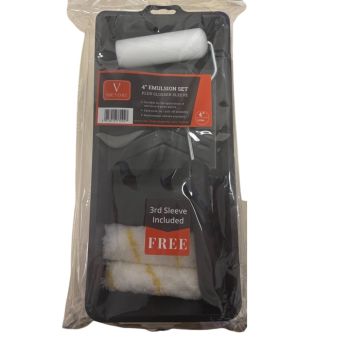 Victory 4” Paint Roller Set 100mm for Emulsion & Gloss – Includes Glosser Sleeve and Free Extra Replacement Sleeve