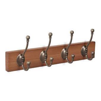 4 Hook Hat & Coat Rack - Dark Wood
