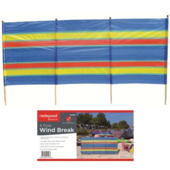 Redwood 4 Pole Windbreak 225cm Beach Camping Wind Shelter Portable Outdoor Screen