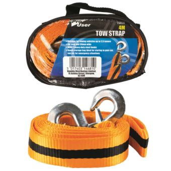 Pro User 4M Tow Strap 2.5 Tonne Heavy Duty with Hooks