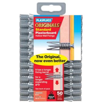 Plasplugs Reg Duty PBd Fixings - Better Value Pack 50 Pack