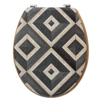 5Five Canvas Black and Beige Toilet Seat