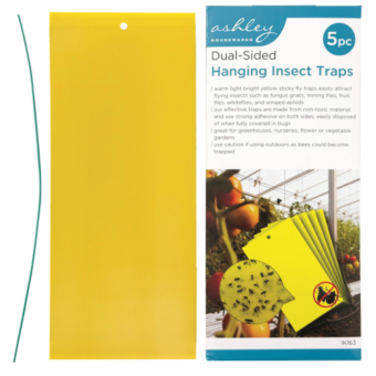 Ashley Dual-Sided Hanging Insect Traps 5 Pack Yellow Sticky Fly Traps