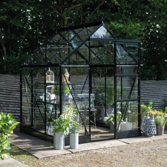 The Halls ICON Range of 6ft Freestanding Greenhouses-Black-6' x 4'-Toughened Safety Glass - Comes with Base