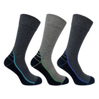 Men’s Hiker Socks with Bamboo Footbed – Grey/Black 3 Pack I Size 6–11