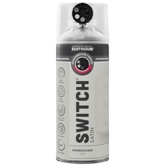 Rust-Oleum Switch Cotswold Green Satin Multi-Surface Spray Paint 400ml – 5-in-1 Adjustable Nozzle