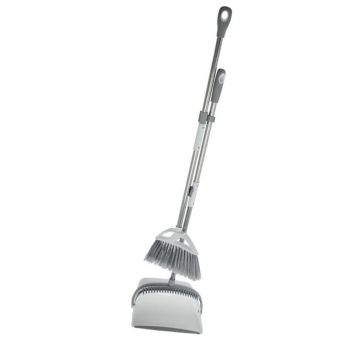 Elite Stainless Steel Folding Long Handle Dustpan & Brush Set – Upright Sweeping Set for Easy Clean-Up