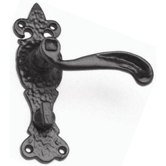 Antique Black Ironwork Bathroom Lever Lock Door Handle