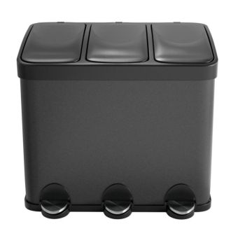 Amig Triple Recycling Bin with Pedal - Black