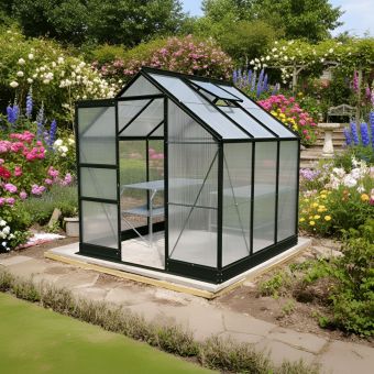 Vitavia Apollo 3800 6x6 Black Greenhouse | Polycarbonate Glazing | Integral Base