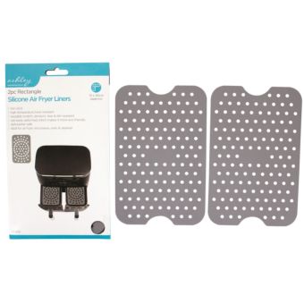 Ashley 2-Piece Rectangle Silicone Air Fryer Liners – 13 x 20cm Non-Stick Reusable Inserts