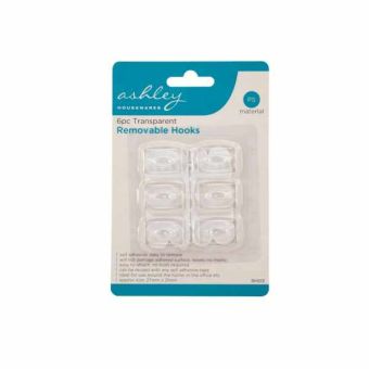 6 Piece Transparent Removable Hooks
