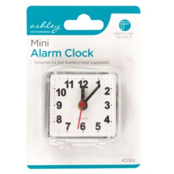 Ashley Mini Quartz Travel Alarm Clock with Loud Alarm, Compact Design, Battery Operated, Ideal for Home and Travel – Black, 6cm