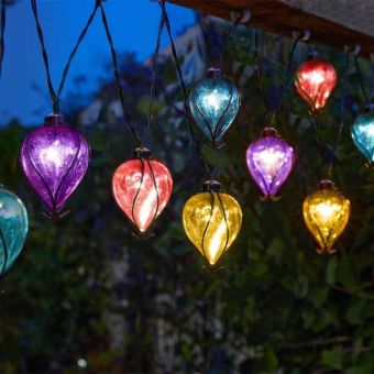 Balloon Rainbow Solar String Lights Set of 10 Warm White LED Outdoor Garden Lights