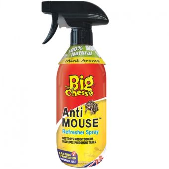 Big Cheese Anti Mouse Refresher Spray 500ml | Mint Rodent Deterrent Spray, Disrupts Pheromone Trails, Lasts Up to 30 Days