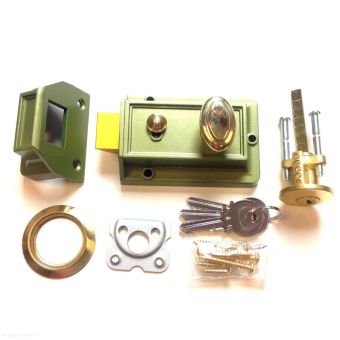 Bird Standard Nightlatch Rim Door Lock 60mm with Brass Cylinder & 3 Keys