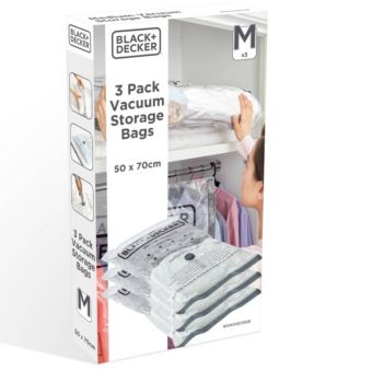 Black and Decker Vacuum Storage Bags Medium 50 x 70cm - Pack of 3 I Extra Thick Durable Waterproof Vacuum Seal Bags